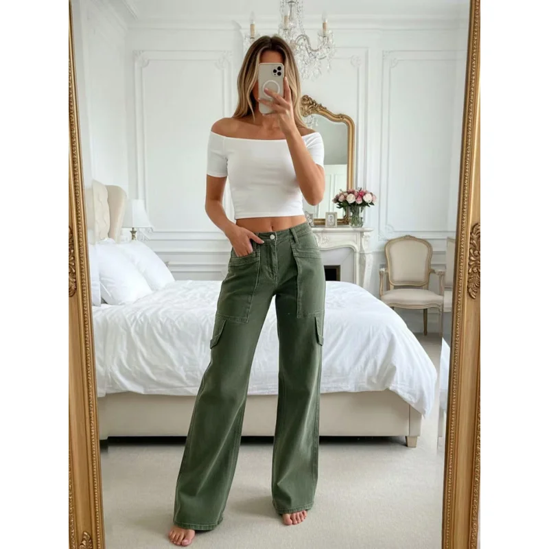 Women's High Waist Straight Denim Pants Casual Versatile Workwear Practical Fashionable Daily Look