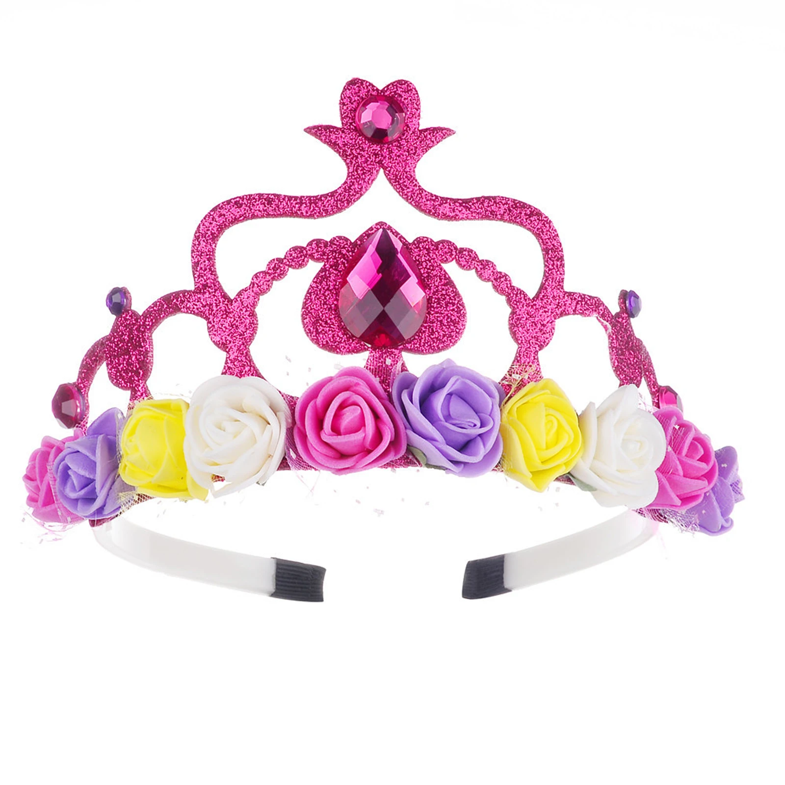 Crowns Birthday Party Baby Girls Princess Birthday Tiara Crown Rhinestone Flower Decor Headband Newborn Girls Hair Hoop Gifts