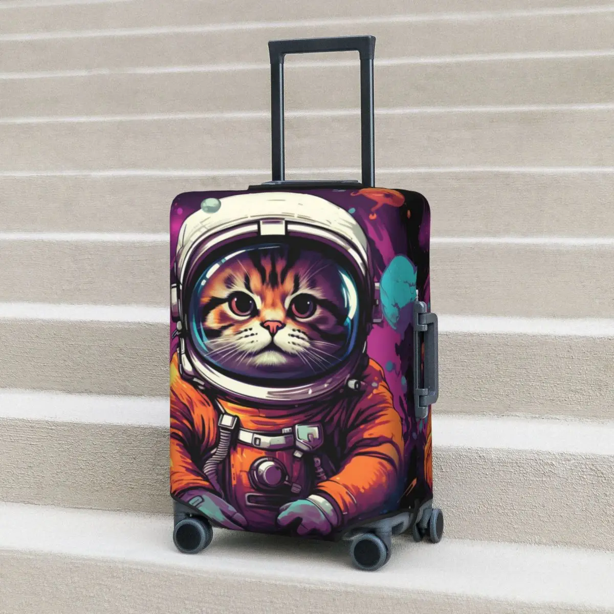 Cat Astronaut Space Suitcase Cover Animal Flight Travel Cute Elastic Cruise Trip Protector Luggage Case Holiday