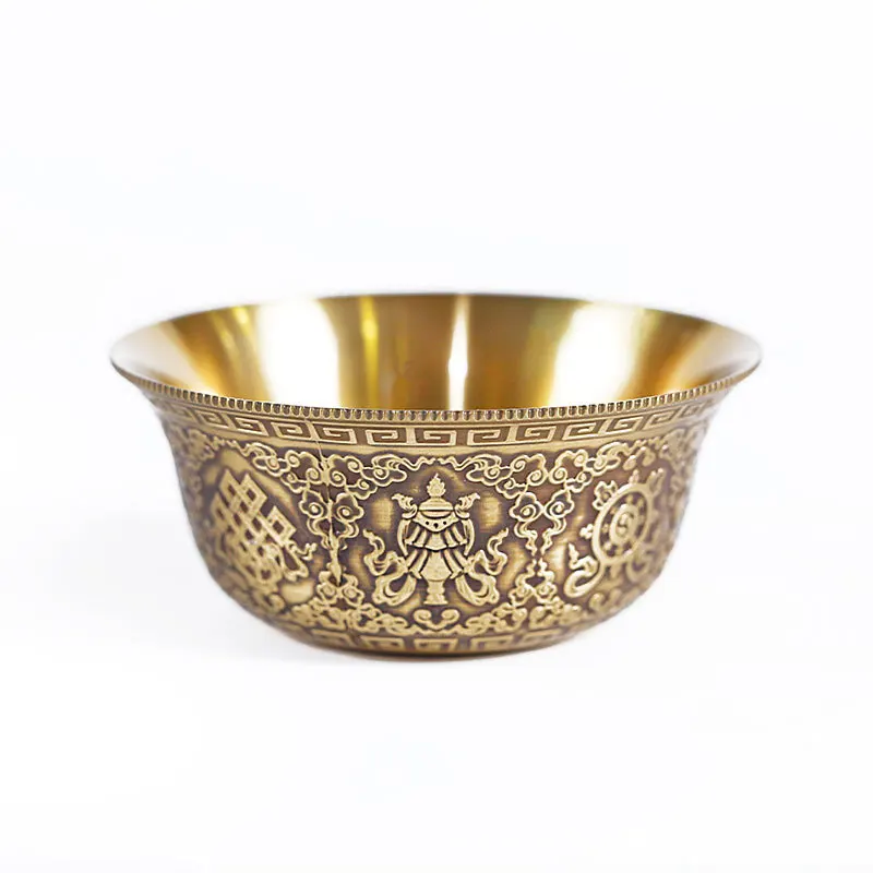 Tibetan Copper Bowl Home Decoration Meditation Zen Auspicious Pattern Ornaments Trinket Dish Buddhism Supplies