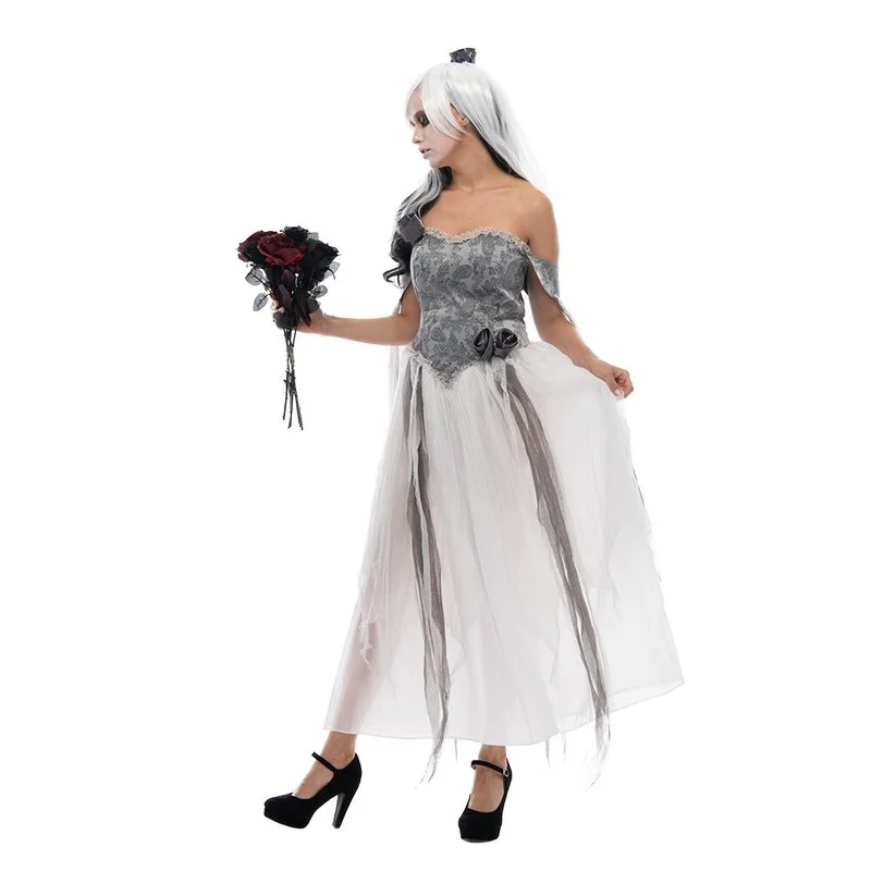 Halloween Scary Zombie Lady Cosplay Costume Anime Gothic Luxury Women Ghost Bride Dresses  Carnival Easter Purim Fancy Dress