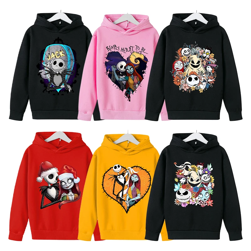 

Disney Nightmare Before Christmas Child's Thicken Hoodie Sweatshirt Sally Jack Role Print Long Sleeve Fleece Kids Pullover Tops