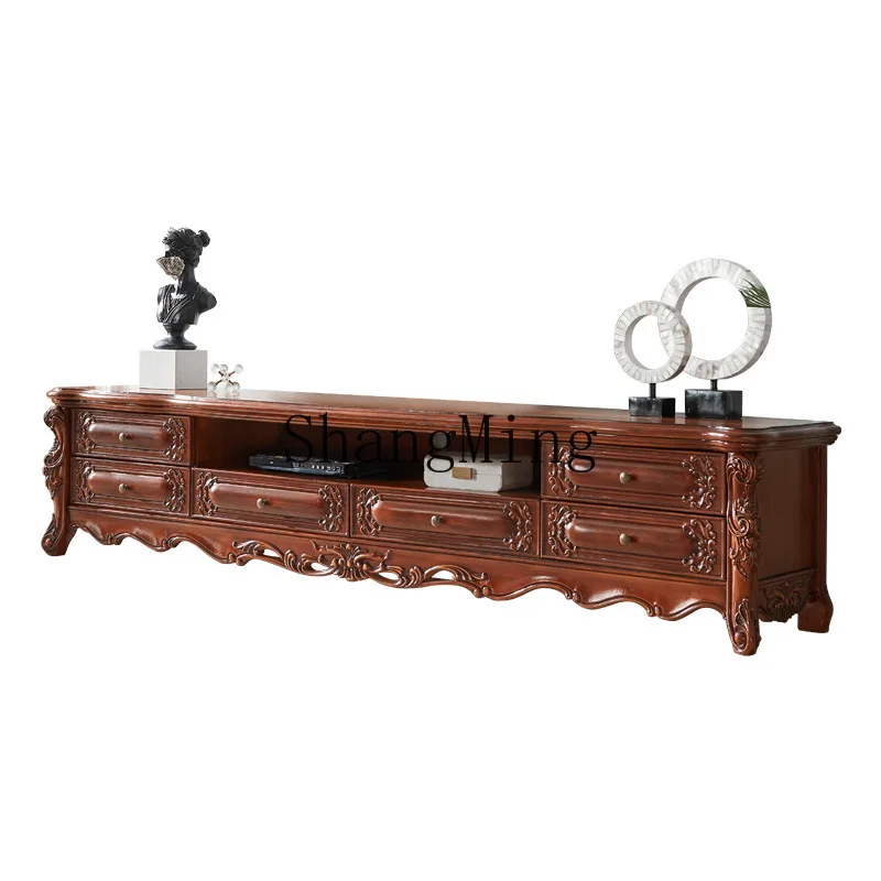 

CL Solid Wood TV Cabinet 2m Large Apartment Living Room Storage Cabinet 2.4m Villa