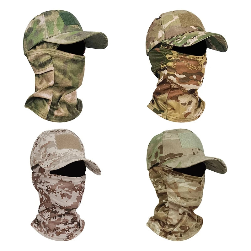 Army Men Balaclava Hunting Hiking Sun Hats Full Face Cover Visors Caps Male Camouflage Headgear Outdoor Neck Mouth Snapback Cap