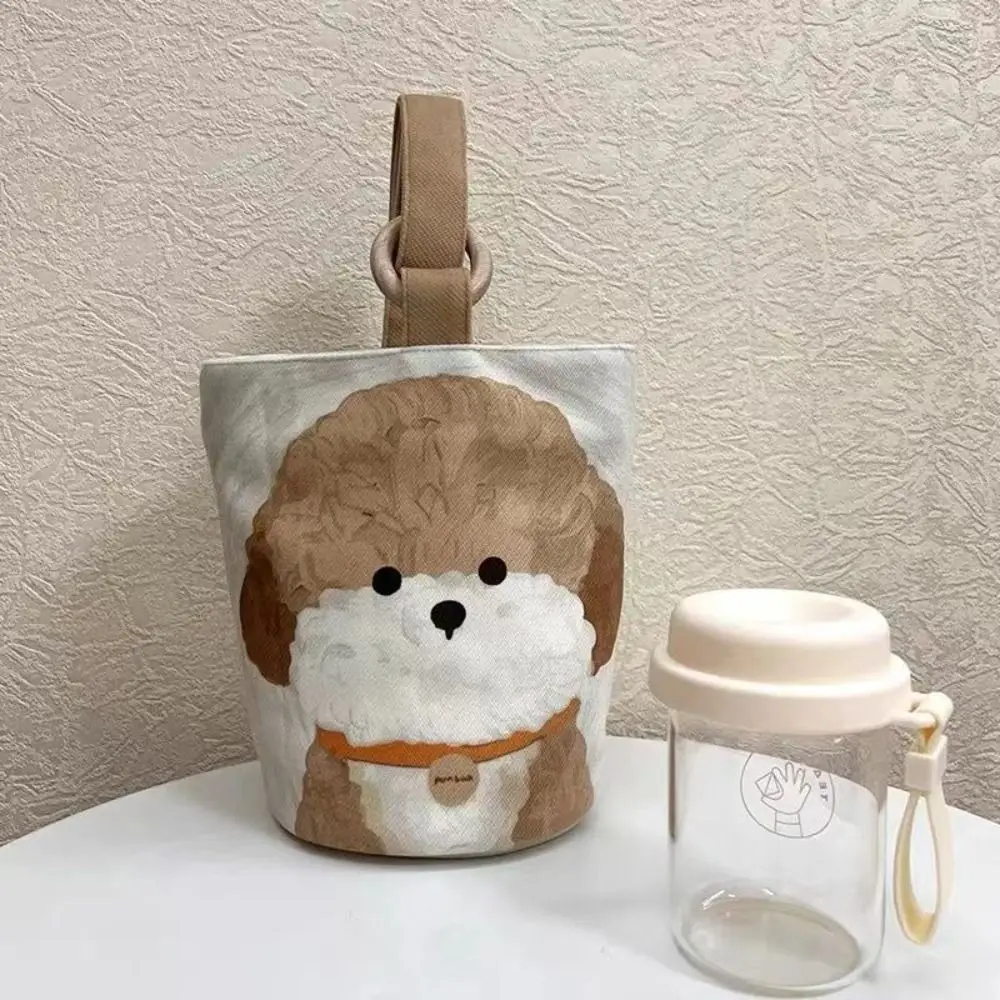 

Elegant Large Capacity Retro Bear Bucket Bag Dog Puppy Canvas Handbag Tote Bag Korean Style Mummy Bag Shopping Bags