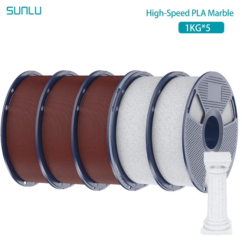 SUNLU High-Speed PLA Marmer Filament 5KG 1,75mm 1kg Spoel (2,2lbs) High Speed Print Filament Geschikt voor de meeste FDM-printers uit EU US UK