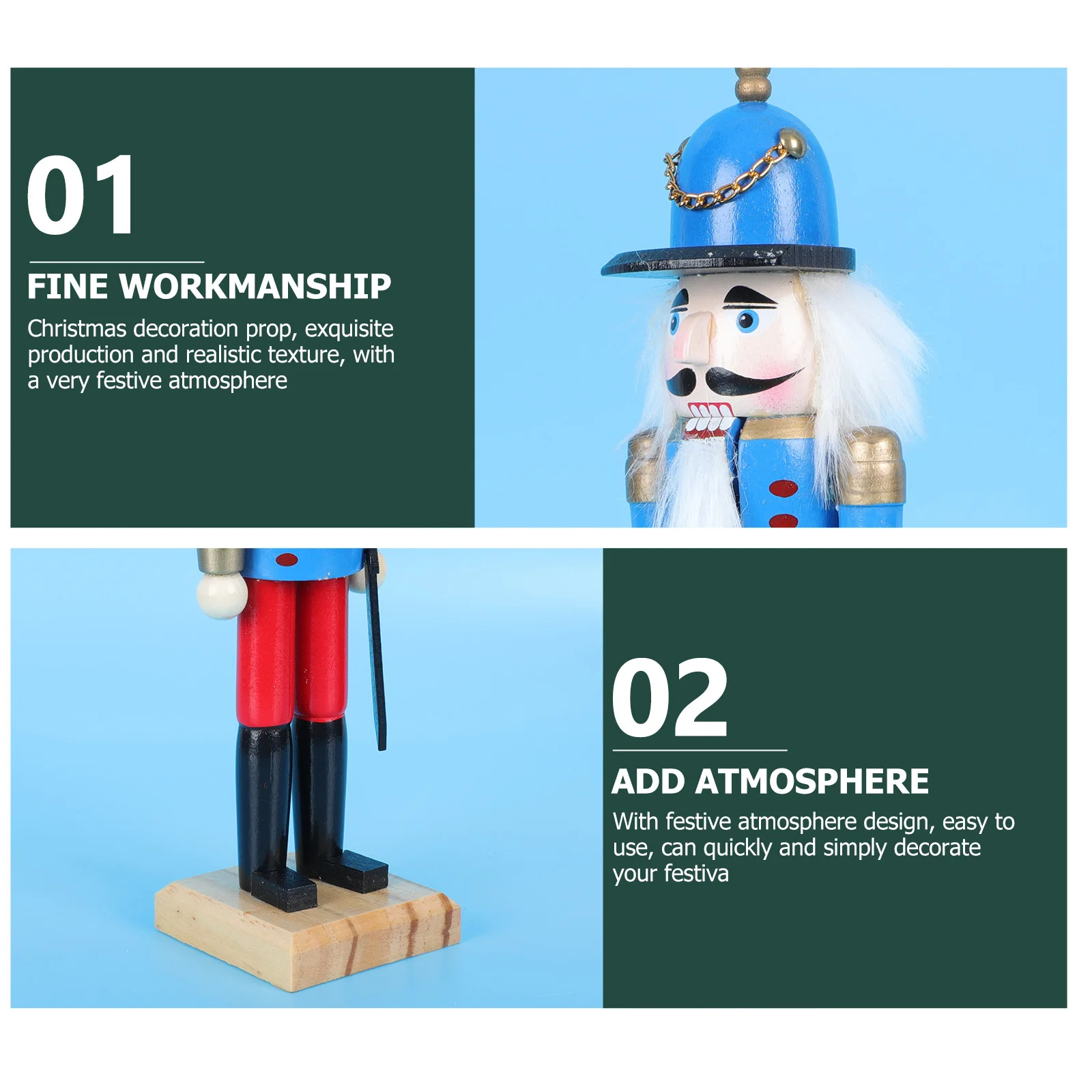 

1Pcs Nutcracker Puppet Ornaments Wood Cotton Cloth Festival Decor Premium Christmas Scene Adornment Classic Holiday Desktop