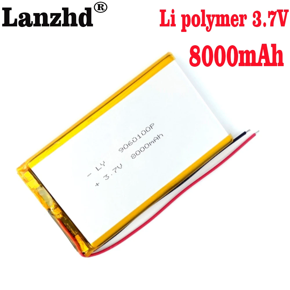 1-12 sztuk polimer Li 3.7V 8000mAH 9060100 polimerowe litowo-jonowe baterie litowo-jonowe do tabletu BANK GPS mp3 mp4 głośniki