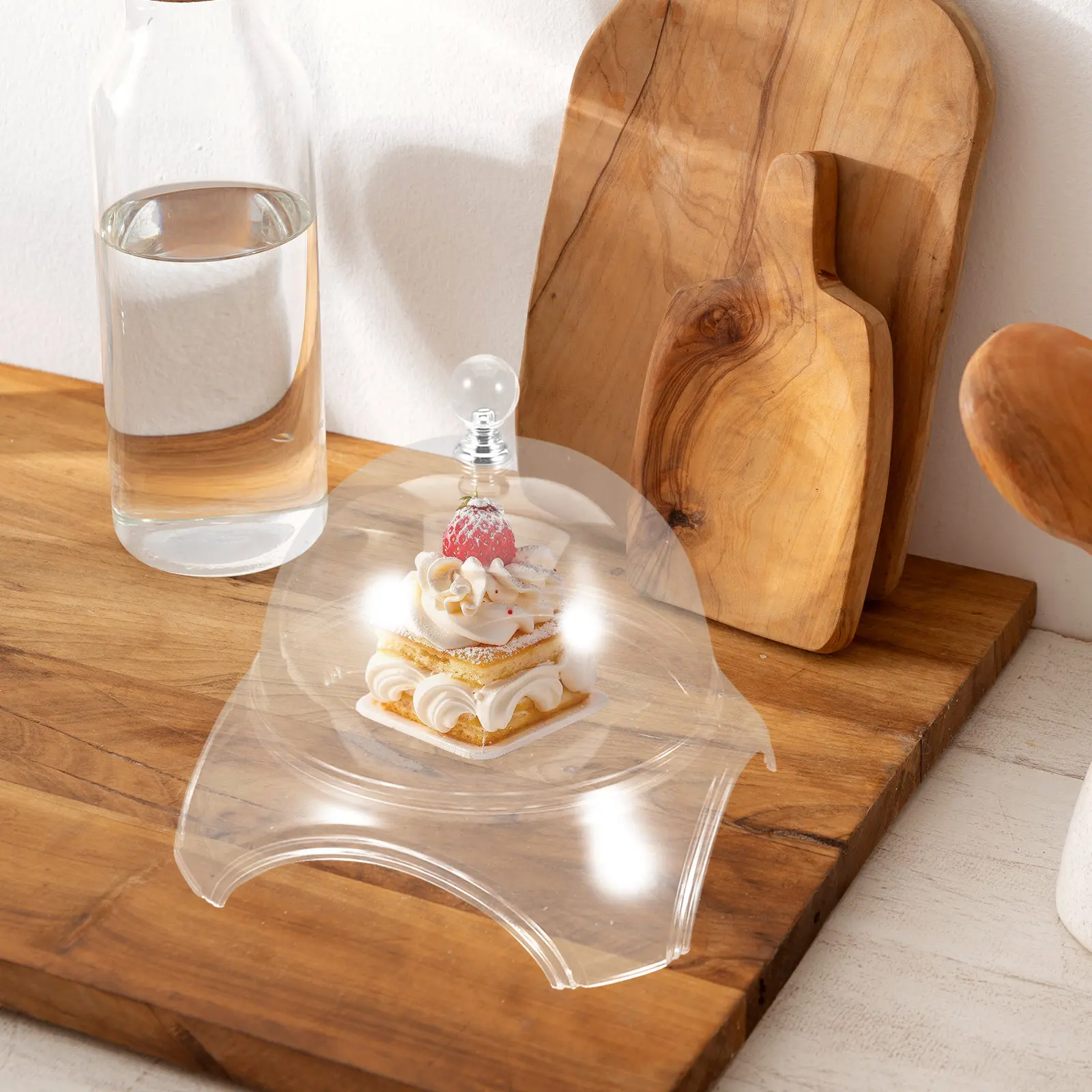 Clear Cake Dome Cover Round 7.27 Inch Transparent Food Cloche Lid Dessert Display Tray Cake Stand Dust Proof Showcase Fresh