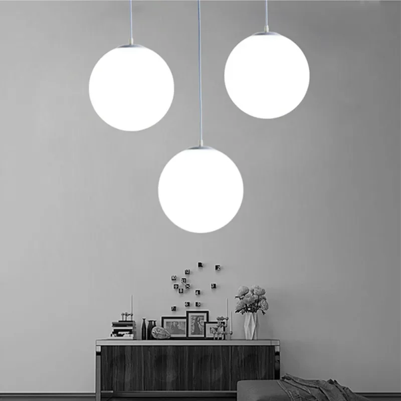 

Modern Frosted glass Spherical Pendant Light Minimalist Mall Bedroom milky Round Ball Suspension LED lighting fixtures