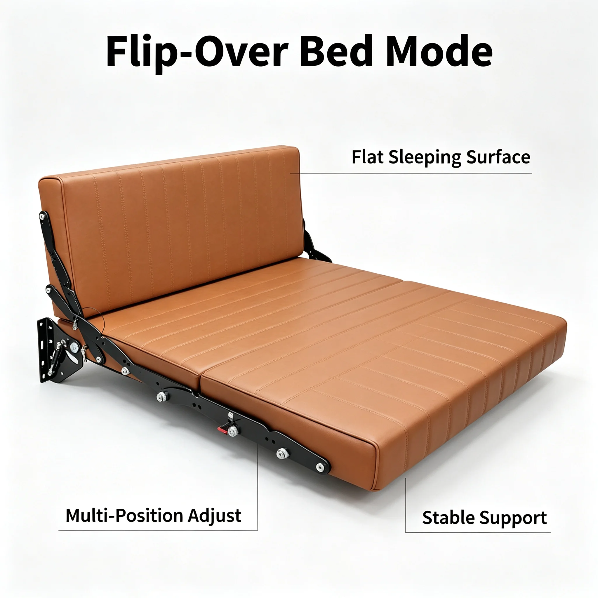 Space-saving PU Leather RV Wall-mounted Flip-over Sofa Bed for RVs and Caravans