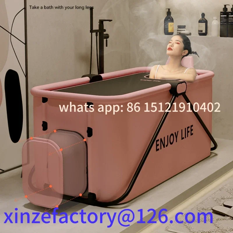 

Be suitable for Whole Body Portable Adult Bathtub Thickened Retractable Bathroom Barrel with Cover Folding Bucket