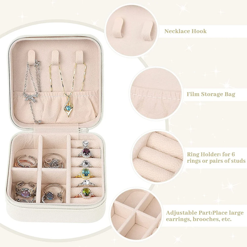 Jewelry Storage Box Travel Organizer Jewelry Case Leather Storage Earrings Necklace Ring Jewelry Organizer Display Rose Flower