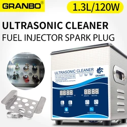 Granbo 1.3L 120W Ultrasonic Fuel Nozzle Cleaner Hot Water Cleaning Bath Oil Nozzle Spark Plug Small Fuel Injector Remove Carbon