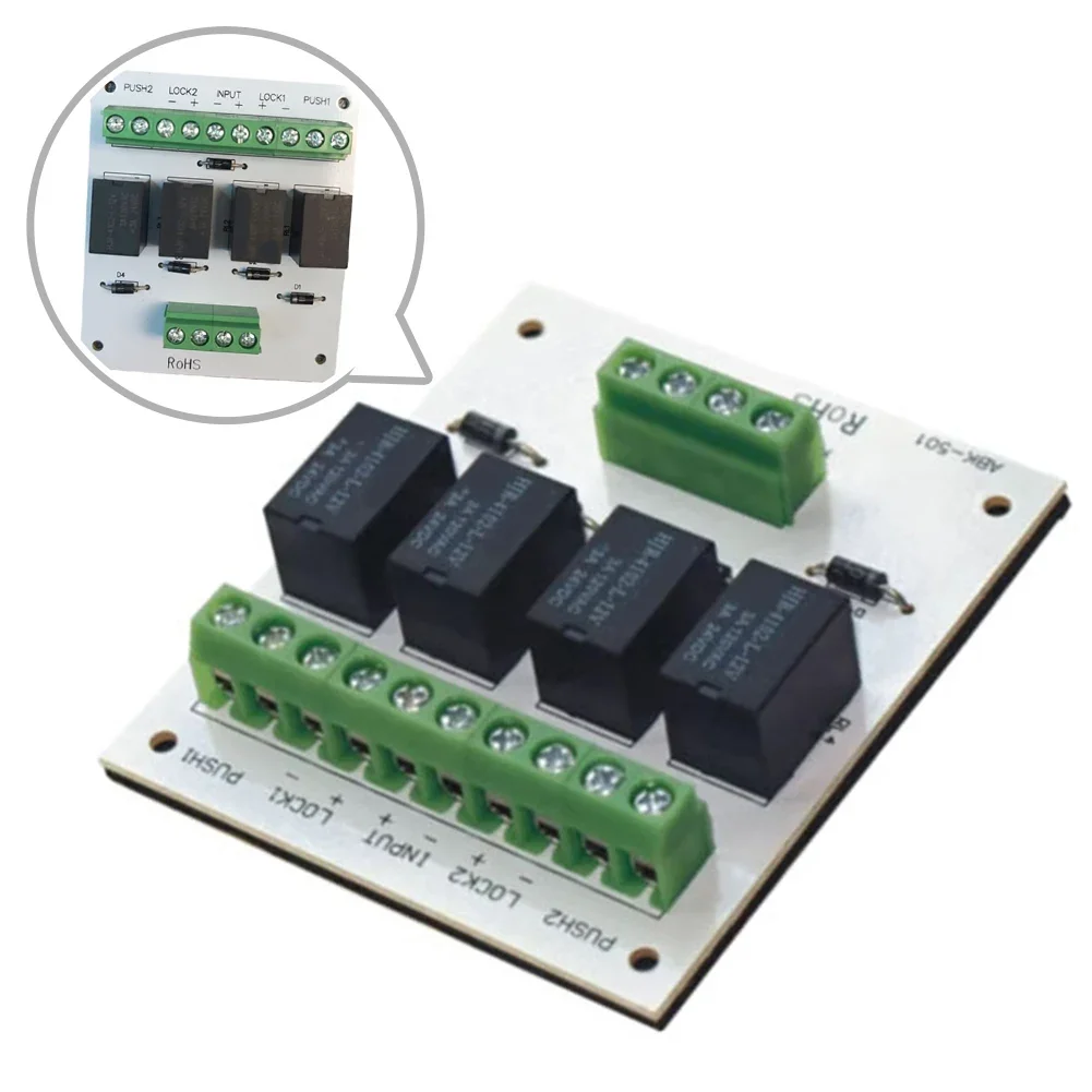 Imagem -05 - Módulo de Relé de Bloqueio de Porta Dupla para Sistema de Bloqueio de Porta Falha Bloqueio Seguro 69x60x15 mm para Controle Eress de Módulo de Portas