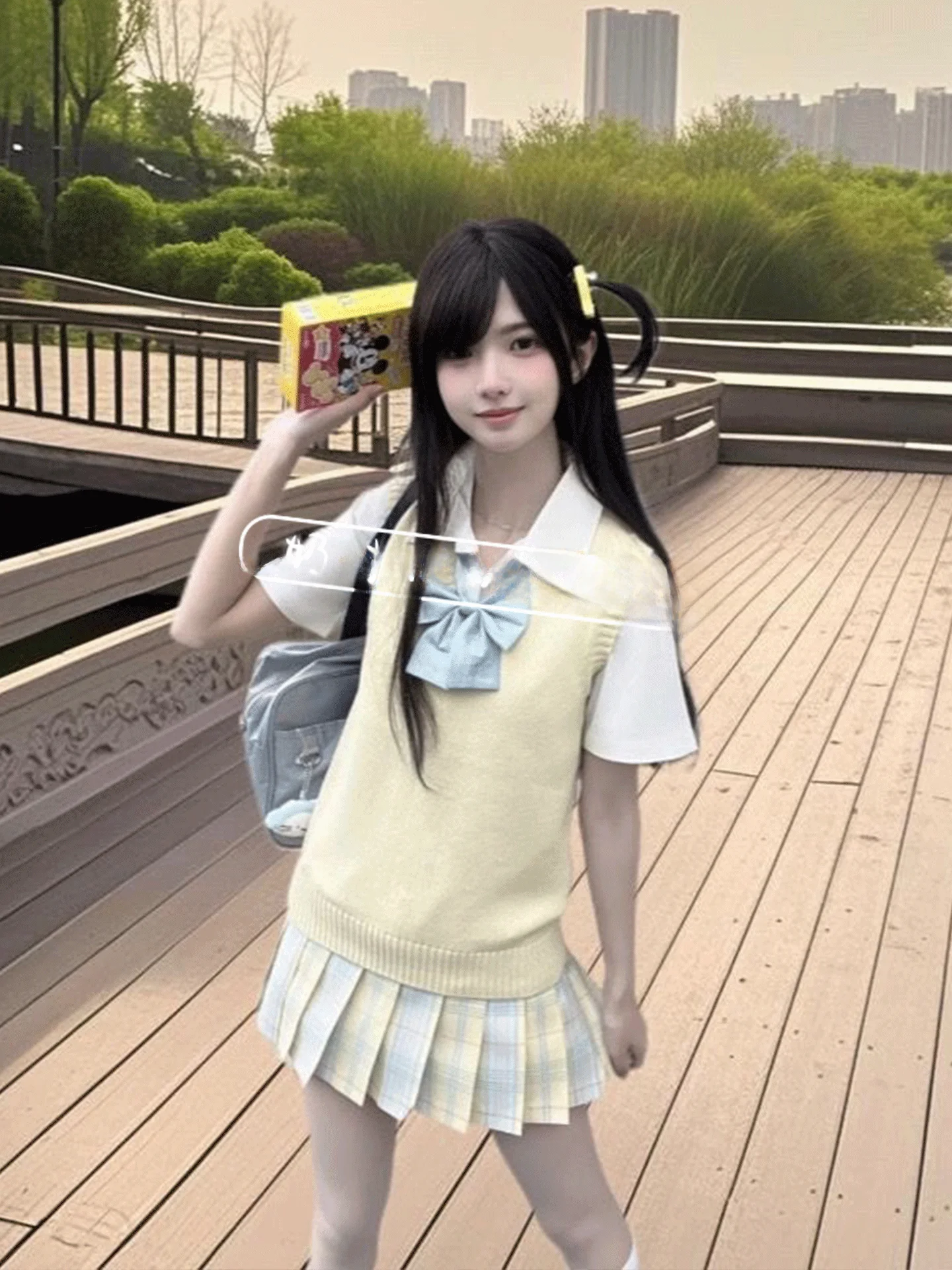 

Комплект юбок JK с молочным вишневым принтом для девочек: юбка А-силуэта с высокой талией и клетчатым узором, милый школьный стиль