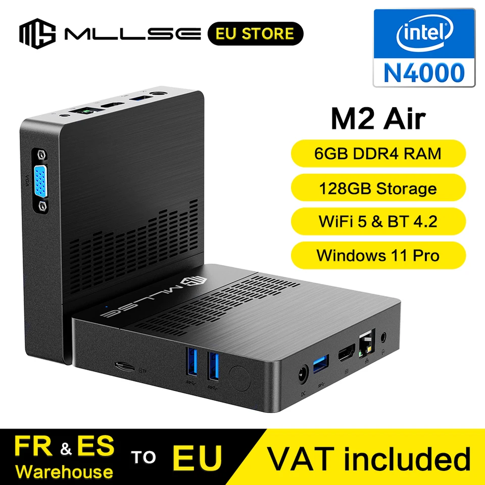 MLLSE M2 Air Mini PC Intel Gemini Lake N4000 6GB RAM 128GB Storage
