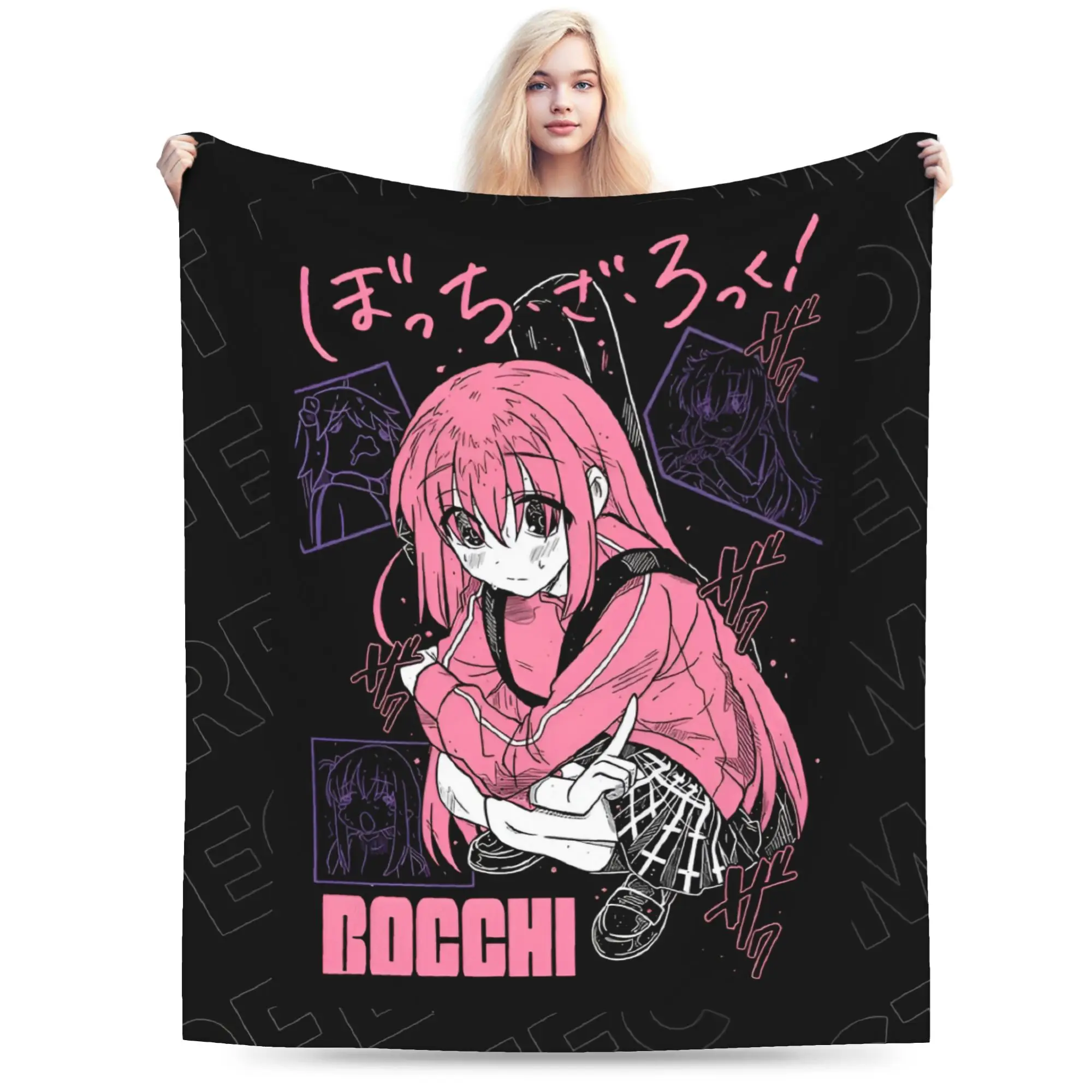 B-Bocchis the R-Rocks Blanket 3D Printed Soft Flannel Fleece Cospaly Anime Cos Kessoku Band Throw Blankets Bedding Couch Quilt