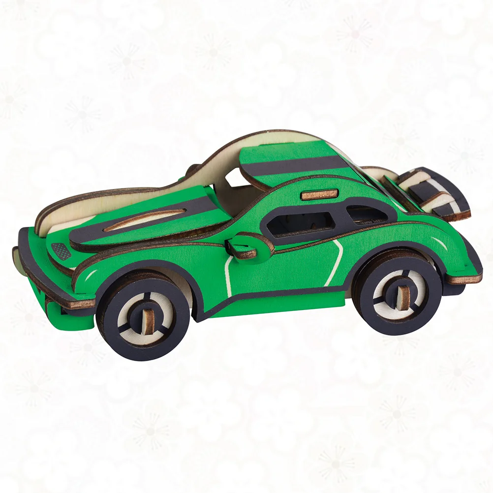 Rompecabezas de madera 3D DIY hecho a mano en caja, coche de carreras empaquetado, artesanía de madera educativa para niños, rompecabezas de madera, juguete de madera creativo