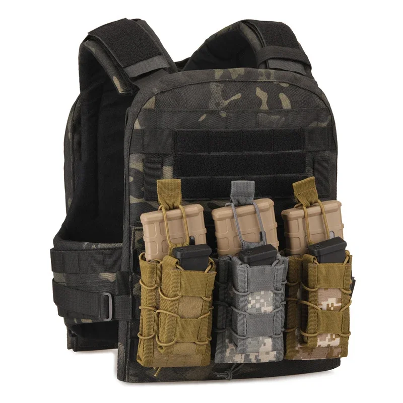 Bolsa táctica Molle para Rifle, soporte de 2 capas de 9mm/5,56, cinturón de sujeción rápida