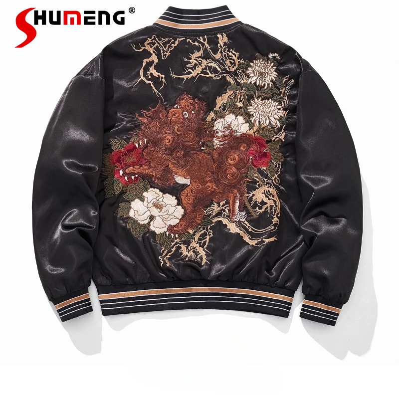 

Мужские весенне-осенние новые куртки с вышивкой 2025, стильные бейсбольные пальто, мужское красивое пальто с вышивкой, модные универсальные куртки