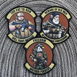 Army Soldier Tactical Insignia Carabiner Ring Old Man Fat Eagle Printed Patch Backpack Clothing Decorative Accessories Stickers