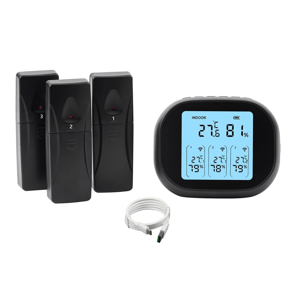 

ABIS-Wireless Digital Thermometer Weather Station Forecaster Indoor Outdoor Temperature Humidity Meter with LCD Screen 1 to 3
