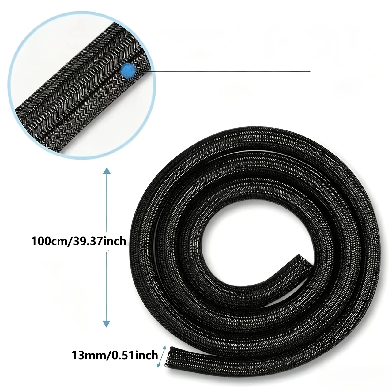 Cable Sleeve Self Closing PET Braided Expandable Auto Line Management Overlaps Flexible Loom Split Pipe Tube Wire Wrap Protect