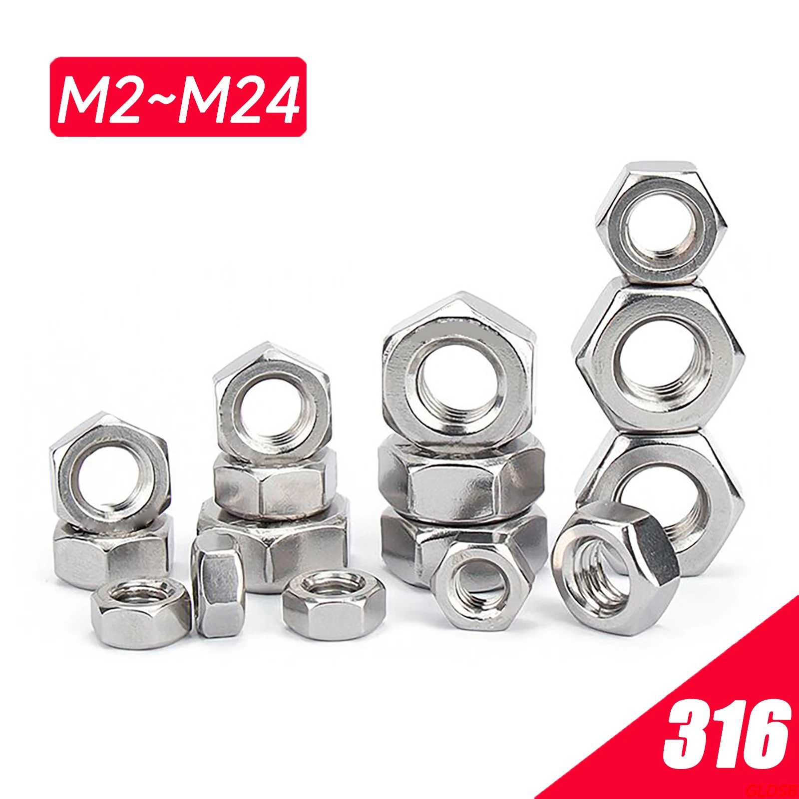 Шестигранные гайки из нержавеющей стали, 1/2/5/10/25/50x M2 M2 M2, 5, 5 M14 M16 M18 M20 M22 M24 DIN934 A4 316
