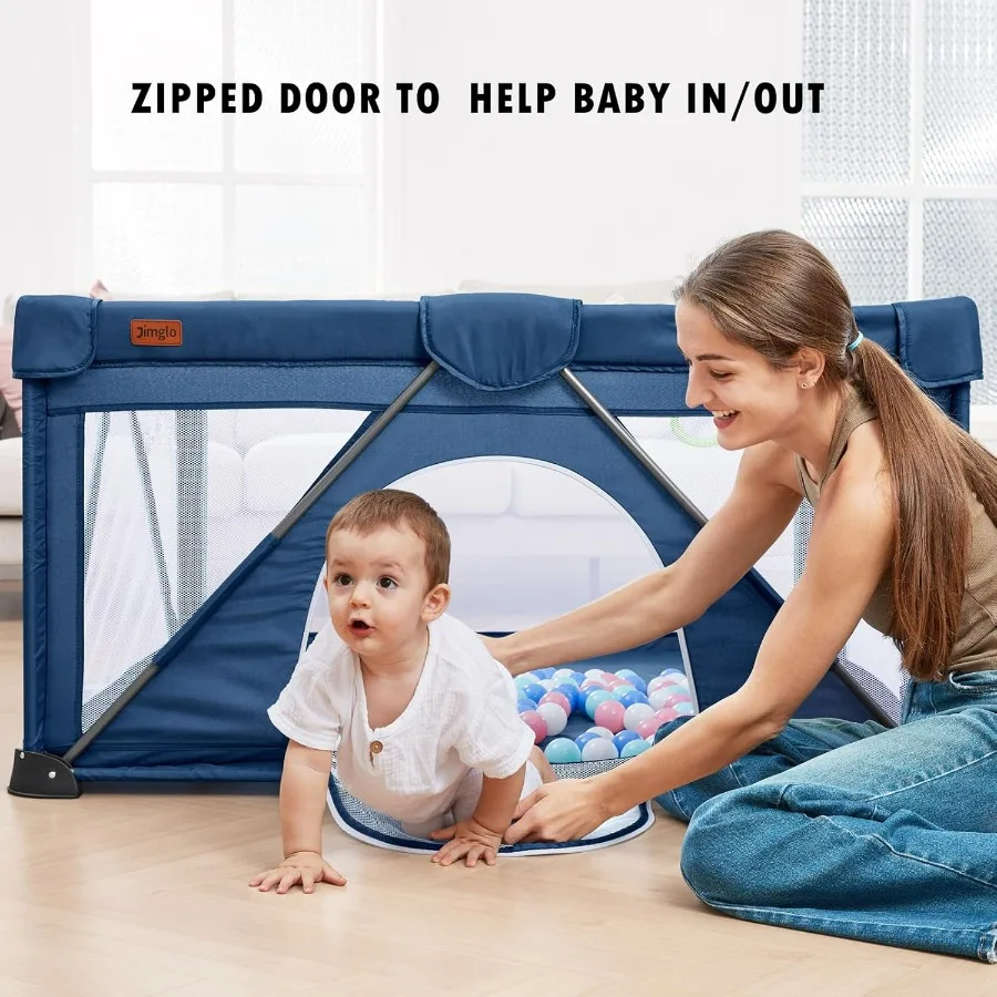 روضة أطفال قابلة للطي للأطفال الرضع والأطفال الصغار مركز أنشطة روضة محمول مع 50 كرة + 2 مقابض للسفر في الداخل #2