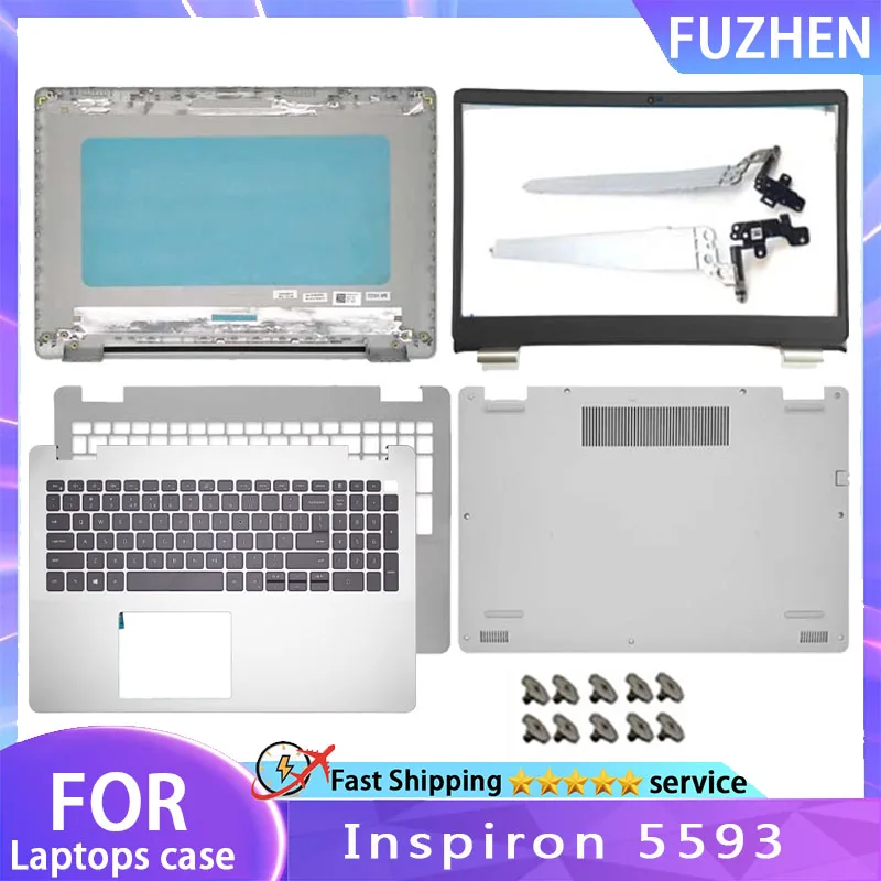 

New For Dell Inspiron 5593 Laptop LCD Rear Cover/Front Frame/Palm Pad Keyboard/Bottom Cover/hinges Silver