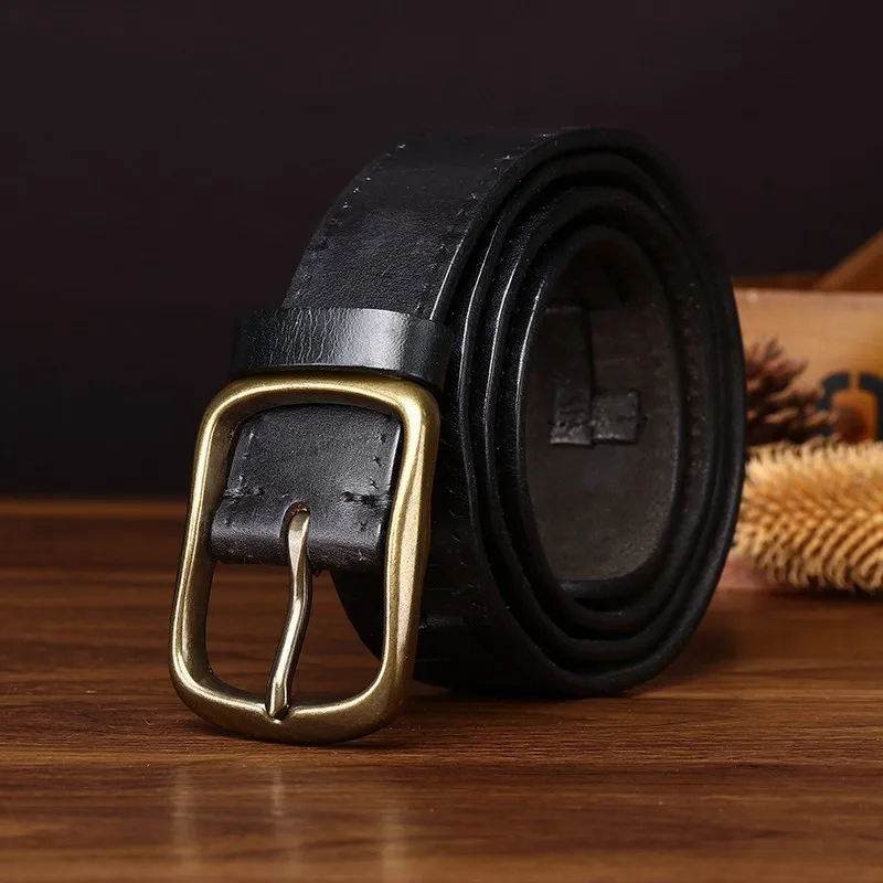 Men's hand-woven belt with pin leather top layer and cowskin woven workwear