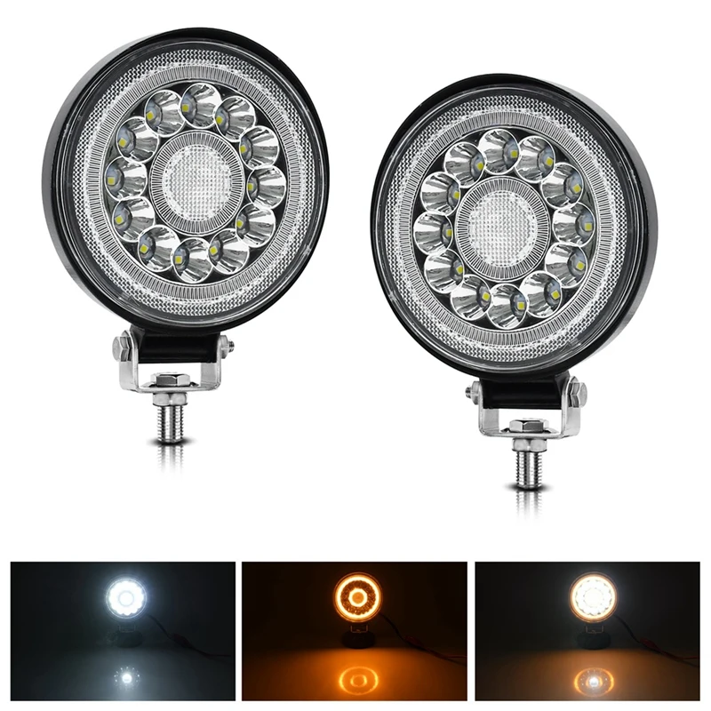 4 Inch Round LED Offroad Lights, LED Tractor Work Lights 140W 14000Lm 9-30V Off Road Driving Fog Light Pods Durable Easy To Use