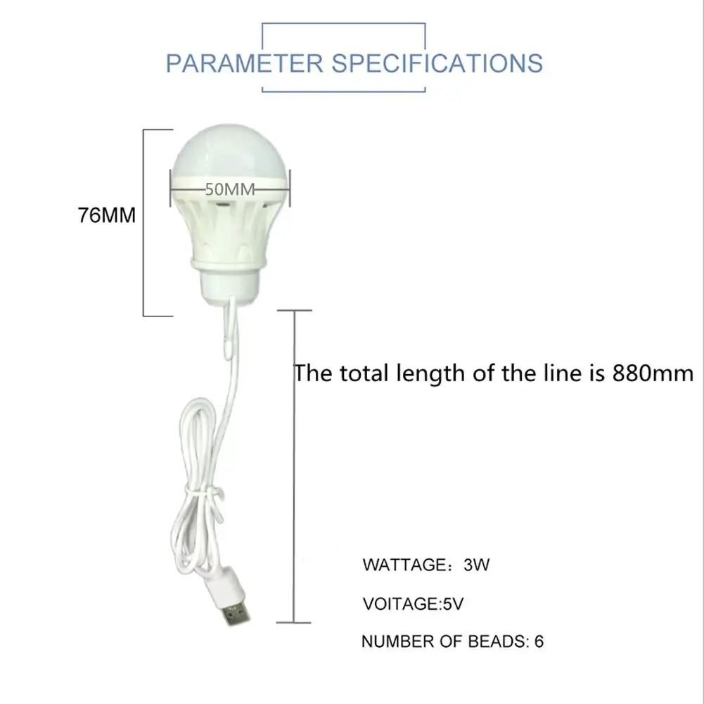 Lampu meja bohlam Mini 5V, cahaya baca USB portabel, lentera berkemah, bohlam lampu malam Plug In Power Book, lampu meja Super ringan