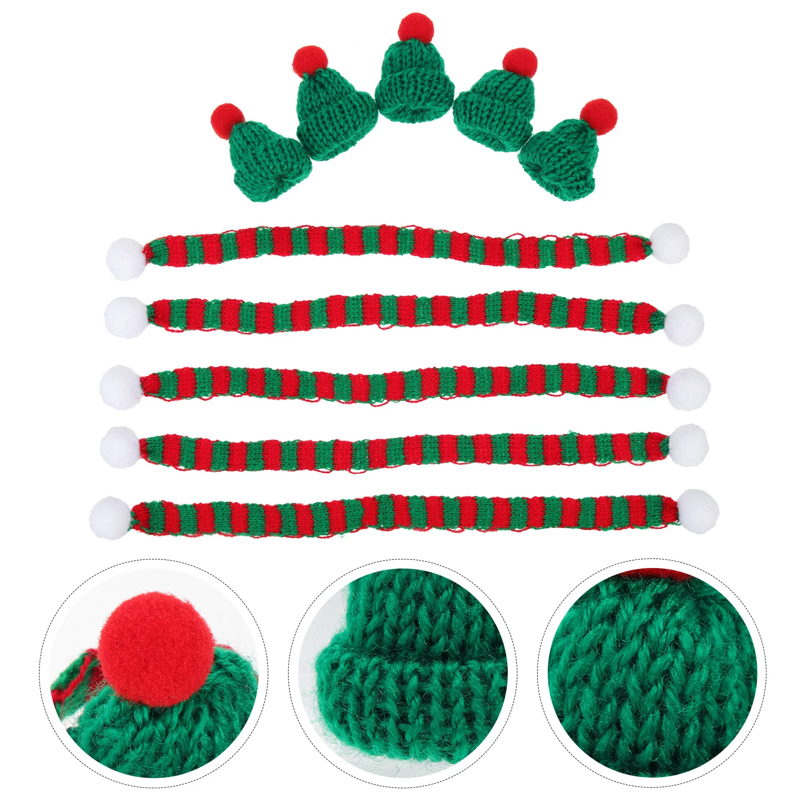 

5Sets Christmas Wine Bottle Mini Scarves Hats Woolen Yarn Bottle Covers Xmas Party Decoration Accessories Xmas Party Ornament