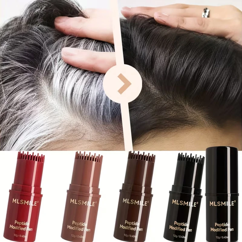 Lápiz Corrector de Cabello en 4 Colores, Cobertura Instantánea de Raíces Grises, Tinte Temporal para el Cabello, Resistente al Agua y de Larga Duración para Cubrir Cabello Blanco