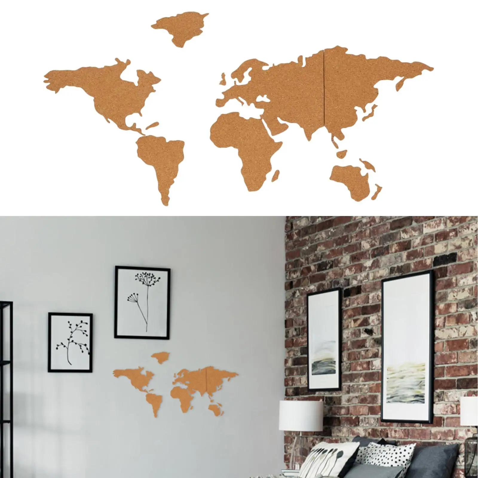 Natuurlijke houten kurk World World Wall Cork Home Kitchen Office Decor