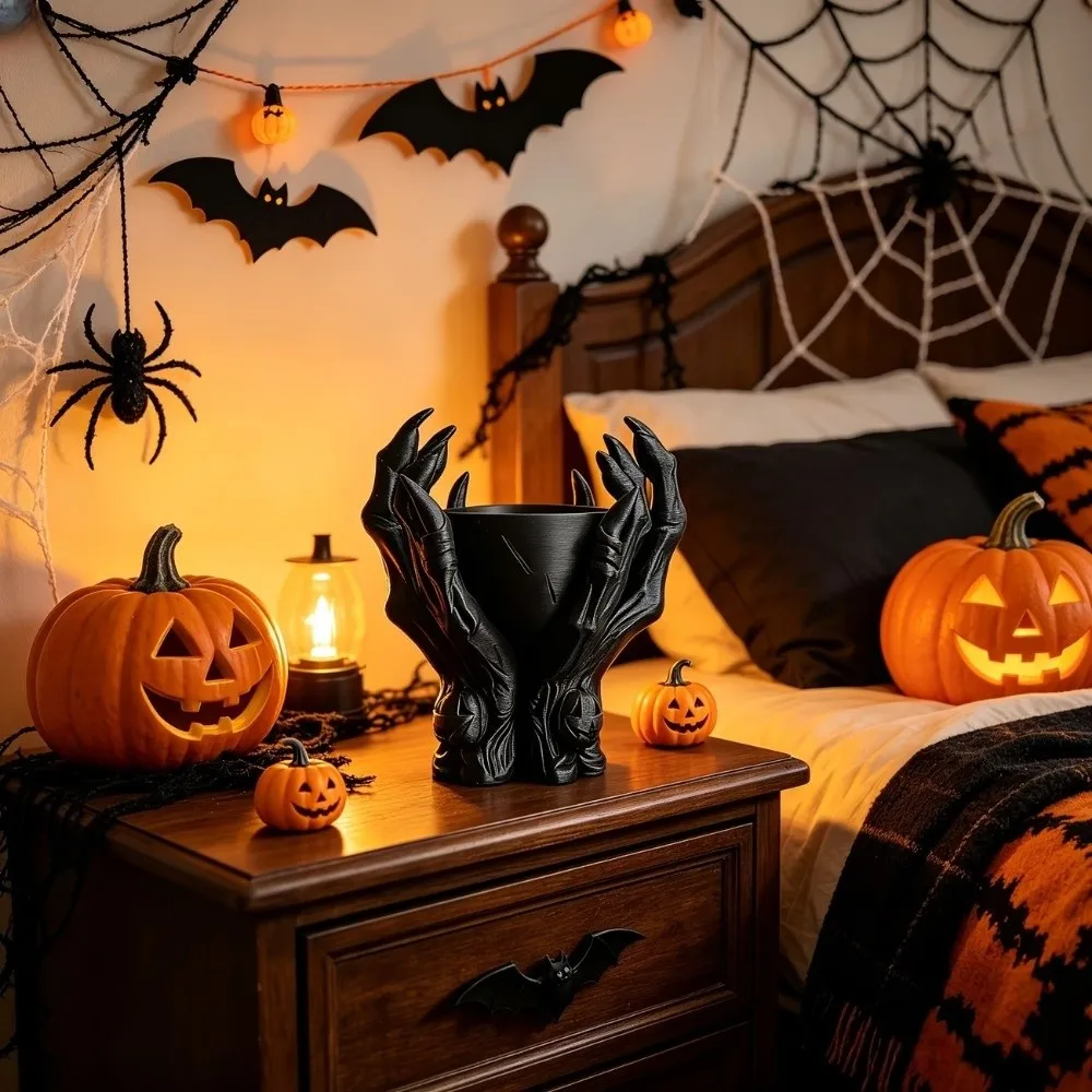 Home Decor Ornaments Skeleton Claw Statue 3D Printed Gothic Style Halloween Decorations Devil Claw Desktop Decoration Gift