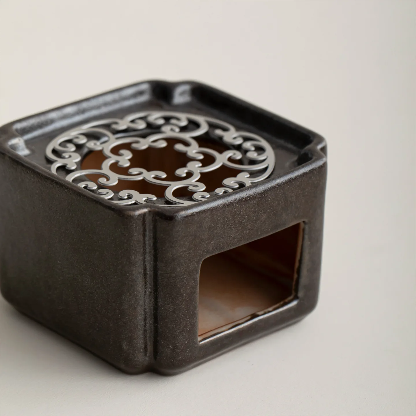 Vintage style warm tea stove; tea warming candle stove; ceramic base tea brewing stove; tea roasting heating stove; wood-fired o