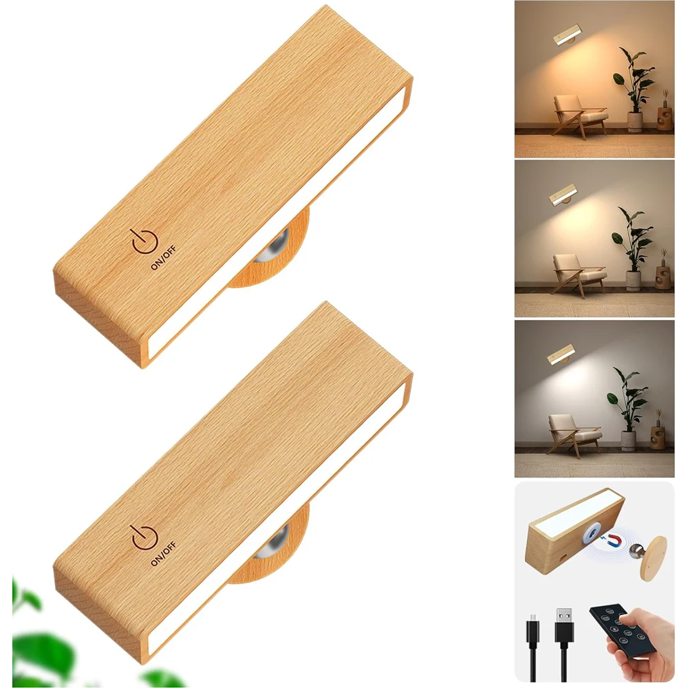 

Portable LED Reading Light Type-C Rechargeable Stepless Dimming Touch Control Book Lamp with Remote 3-Tone Cordless for Bedroom
