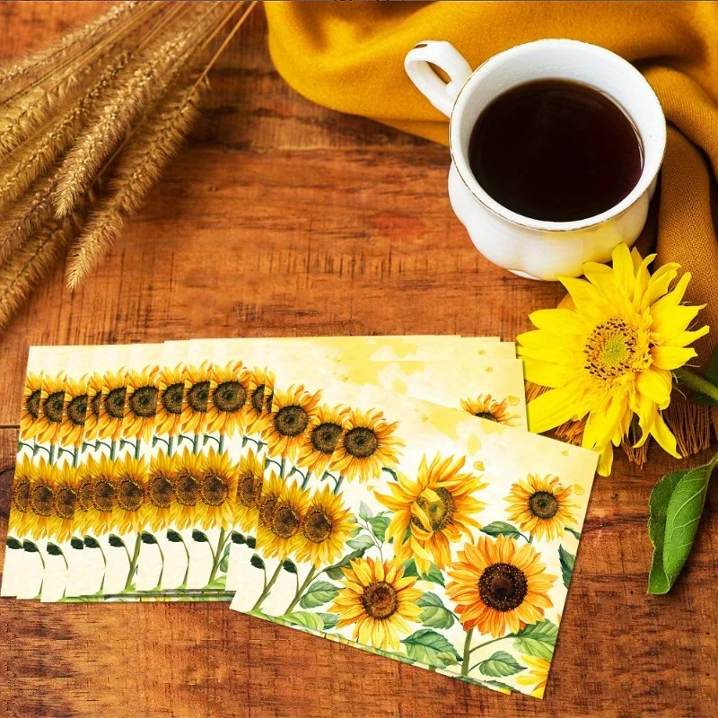 20pcs Sunflowers Disposable Napkins 12.99x12.99