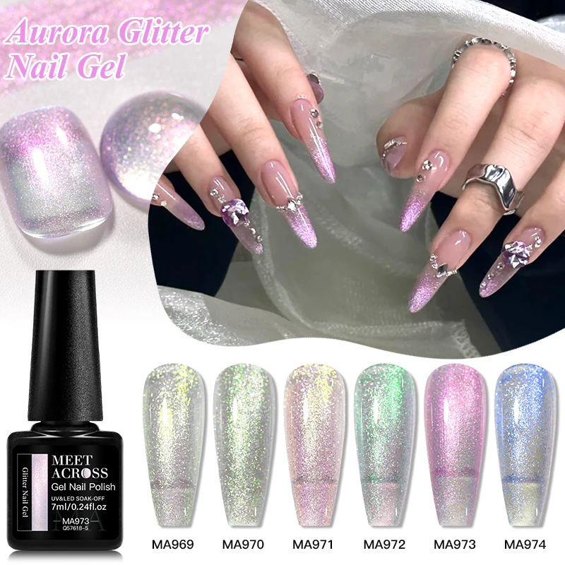 Aurora Glitter Gel Nagellack Nail Art Vernis Pearl Effect Semi Permanent UV LED Long Last Gel Maniküre DIY Nagelzubehör