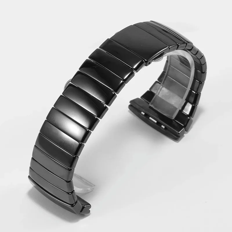 For Rado SINTRA Series Black Ceramic Watchband for Men Women  Bracelet Double Press Folding Buckle Watch Strap 17mm 26mm 29mm