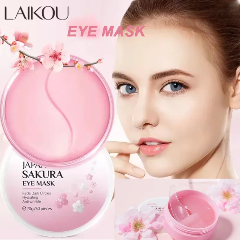 

LAIKOU 50pcs Sakura Eye Masks Moisturizing Anti-Aging Dark Circle Reduction Eye Patches for Skin Care