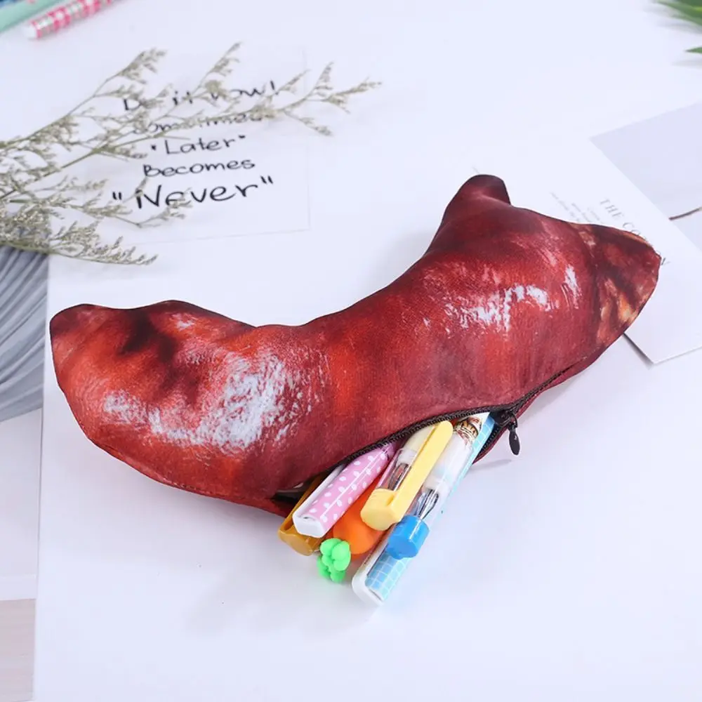 Gift Makeup Pouch With Zipper Pig's Feet Realistic Creative Pen Bag Pencil Case Chicken Legs Shape