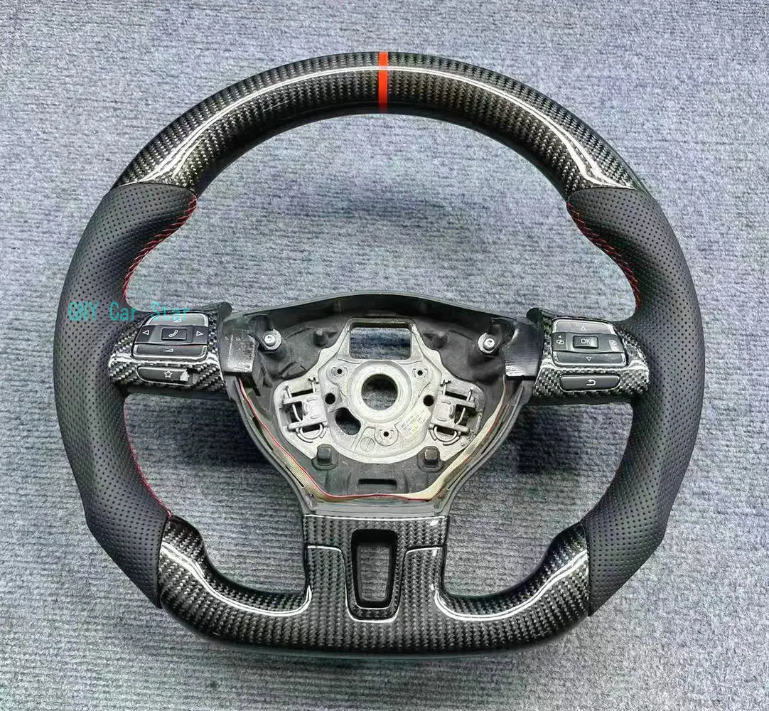 100% koolstofvezel lederen stuurwiel voor VW Volkswagen Golf 6 MK6 Passat B7 CC