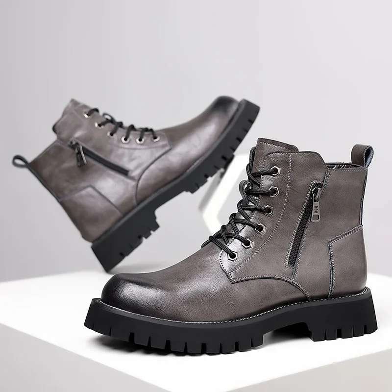 

Новая модель мужских уличных повседневных зимних ботинок на мягкой подошве с увеличенной высотой для мужчин