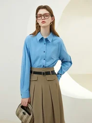 FSLE, blusas blancas para mujer, camisas de manga larga para primavera y otoño, Camisa 100% de algodón para mujer, blusa sólida de gran tamaño, Tops sueltos