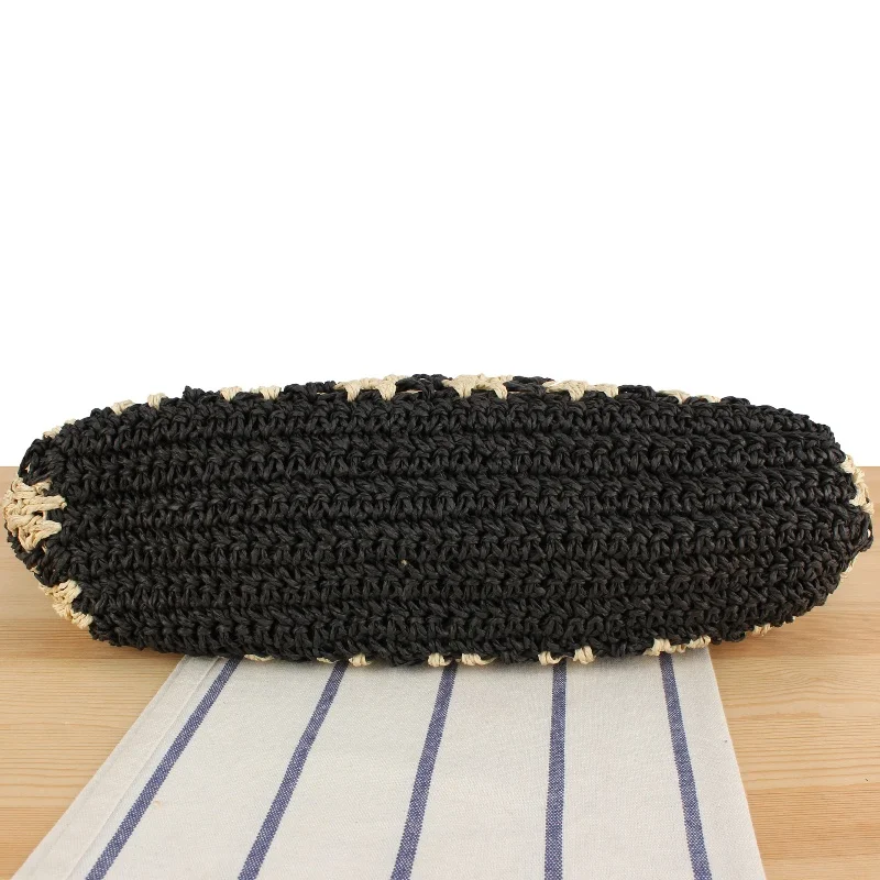 Große Kapazität, schwarze Streifen, gewebte Tragetaschen für Damen, vielseitige Umhängetasche, modische Einkaufstasche, einfache urbane Pendlertasche 2025,