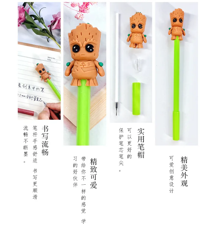 Imagem -05 - Adorável dos Desenhos Animados Black Tree Man Neutro Pen Espantalho Criativo Estudantes Papelaria Material de Escritório Canetas Escola Atacado 24 Pcs